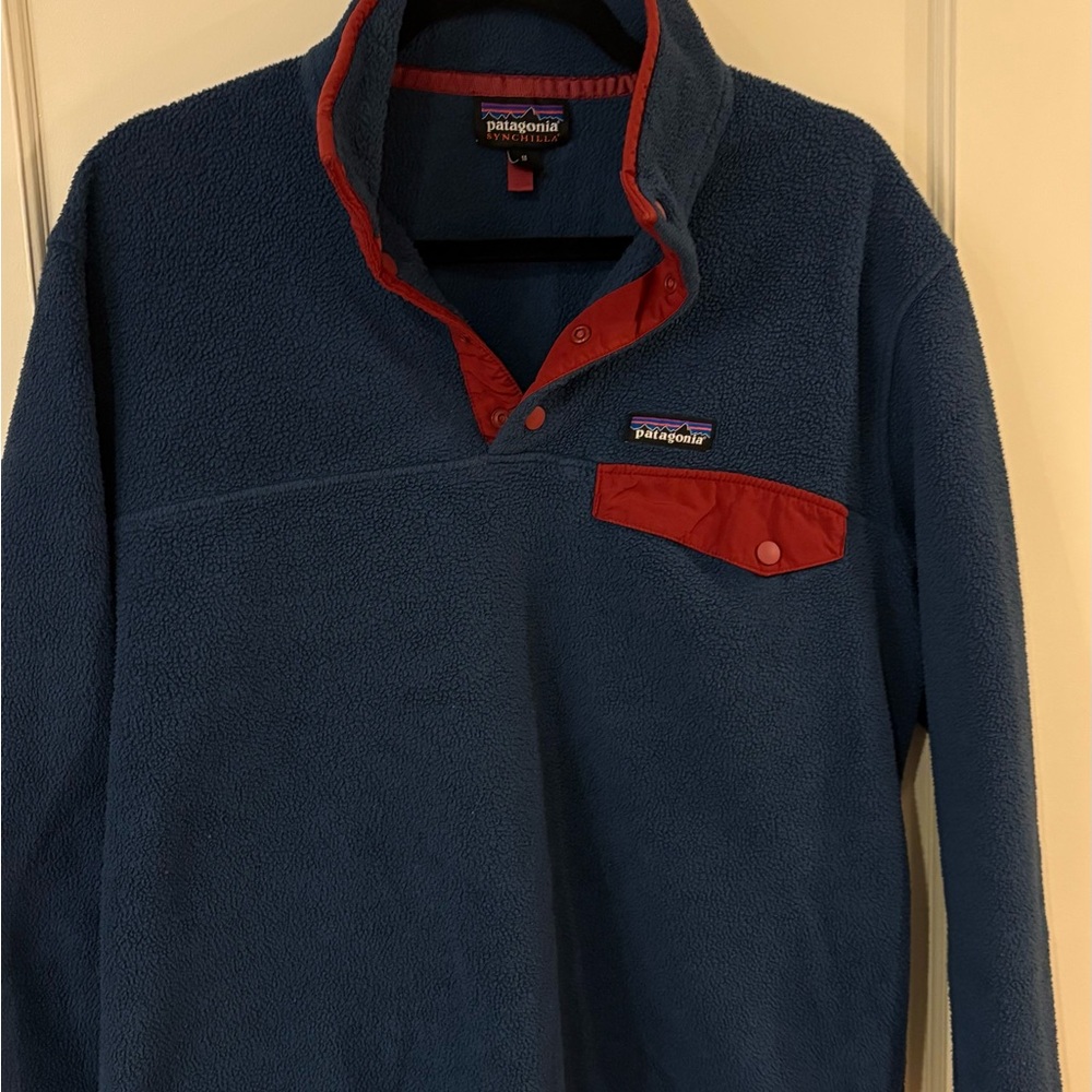 Patagonia Synchilla Navy Fleece with red Trim